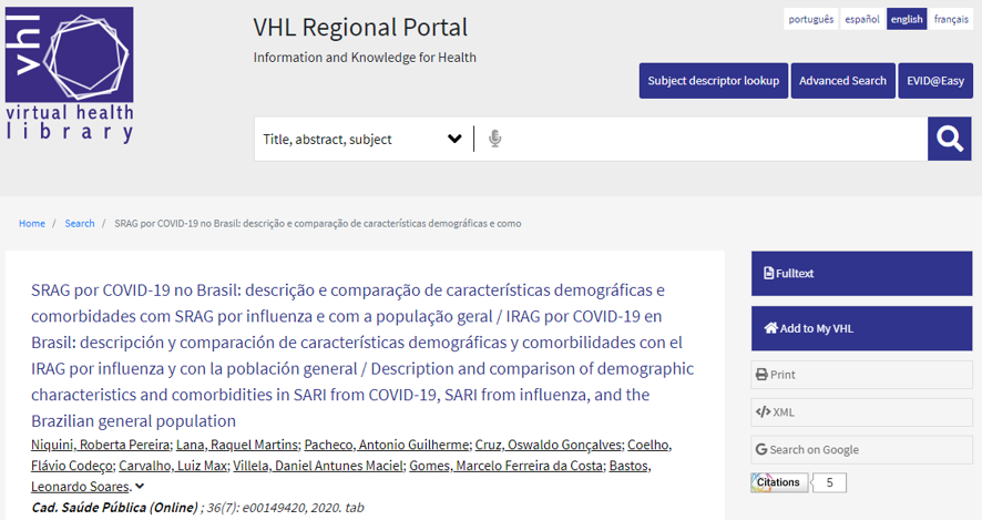Enriching the VHL publications with the Dimensions Badge service –  BIREME/PAHO/WHO Bulletin